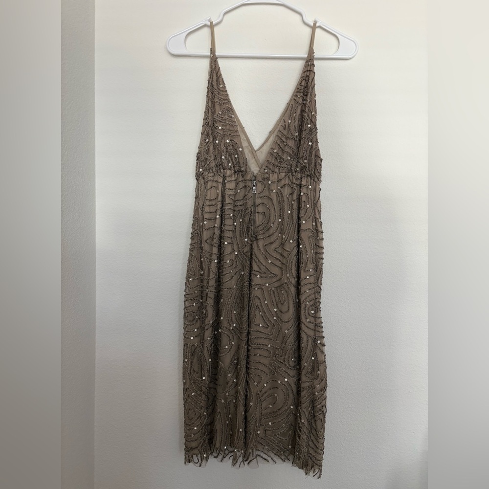 Alice + Olivia Tan Beaded Mini Dress cocktail size xs - Picture 7 of 9